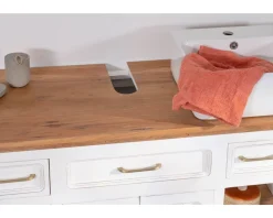 Meuble House Meuble avec vasque simple en acacia blanc "Trégastel" 120 cm Outlet