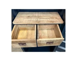 Meuble House Meuble bar container esprit récup en métal bleu nuit et bois 