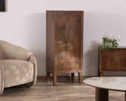 Meuble House Meuble de rangement bas en manguier massif foncé "Kaldo" Style rétro scandinave Online