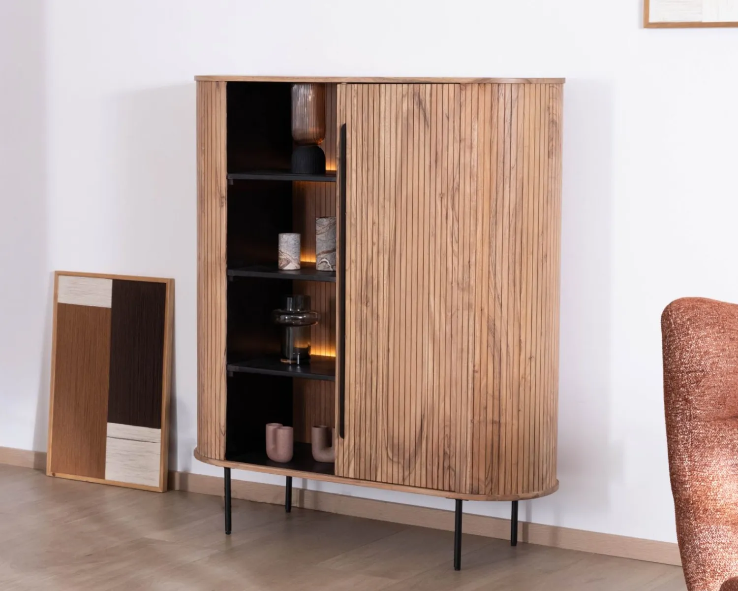 Meuble House Meuble de rangement design rétro "Bopee" étagères avec éclairage LED Outlet