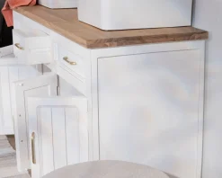 Meuble House Meuble de salle bain double en acacia naturel et blanc "Trégastel" Sale