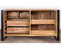Meuble House Meuble de salle de bain bois massif et pieds métal "Montréal" 150cm Discount