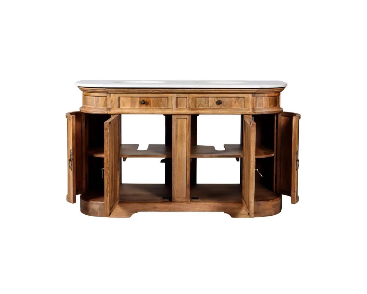 Meuble House Meuble de salle de bain deux vasques bois et quartz 150cm "Églantine"