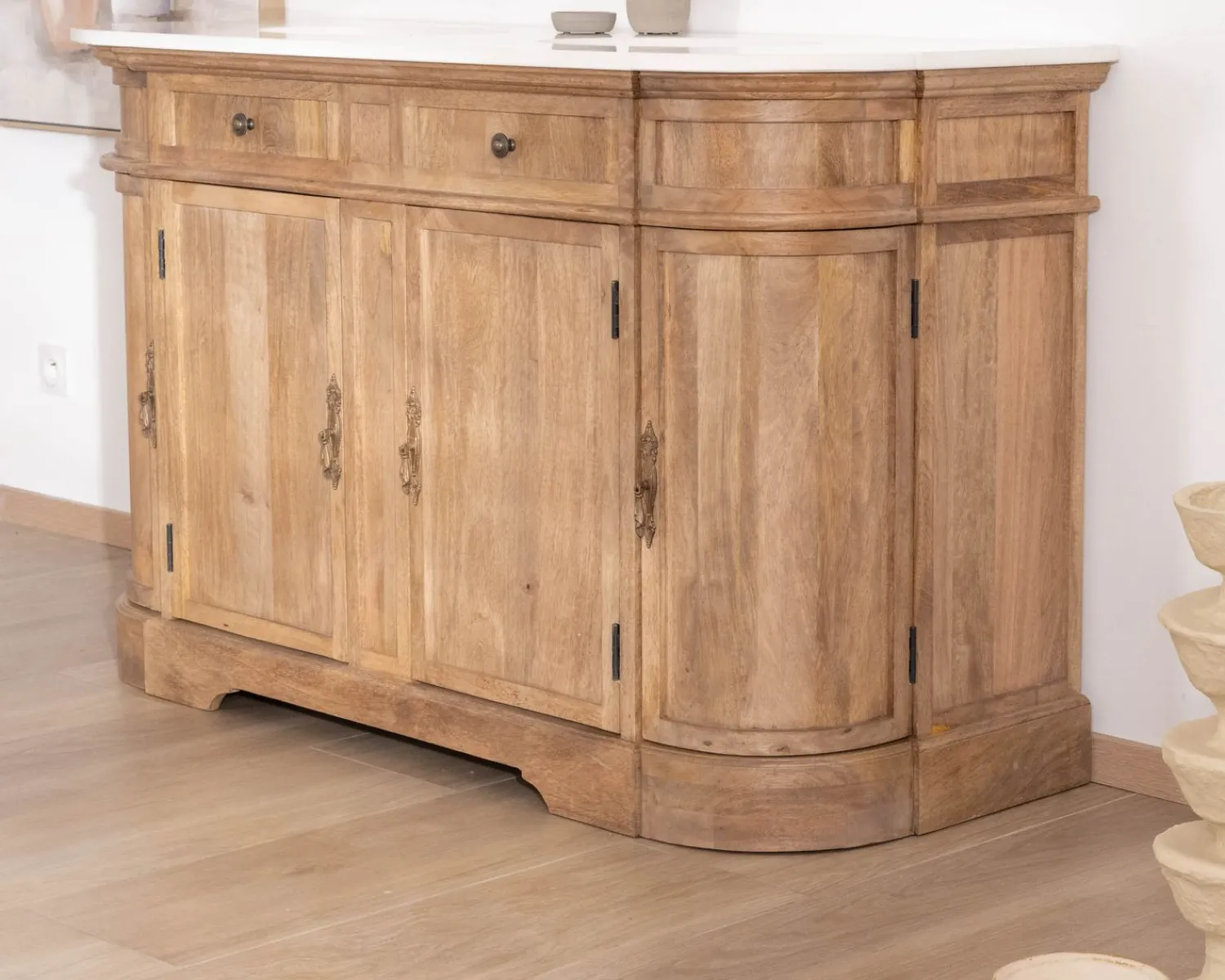 Meuble House Meuble de salle de bain deux vasques bois et quartz 150cm "Églantine"
