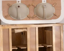 Meuble House Meuble de salle de bain deux vasques bois et quartz 150cm