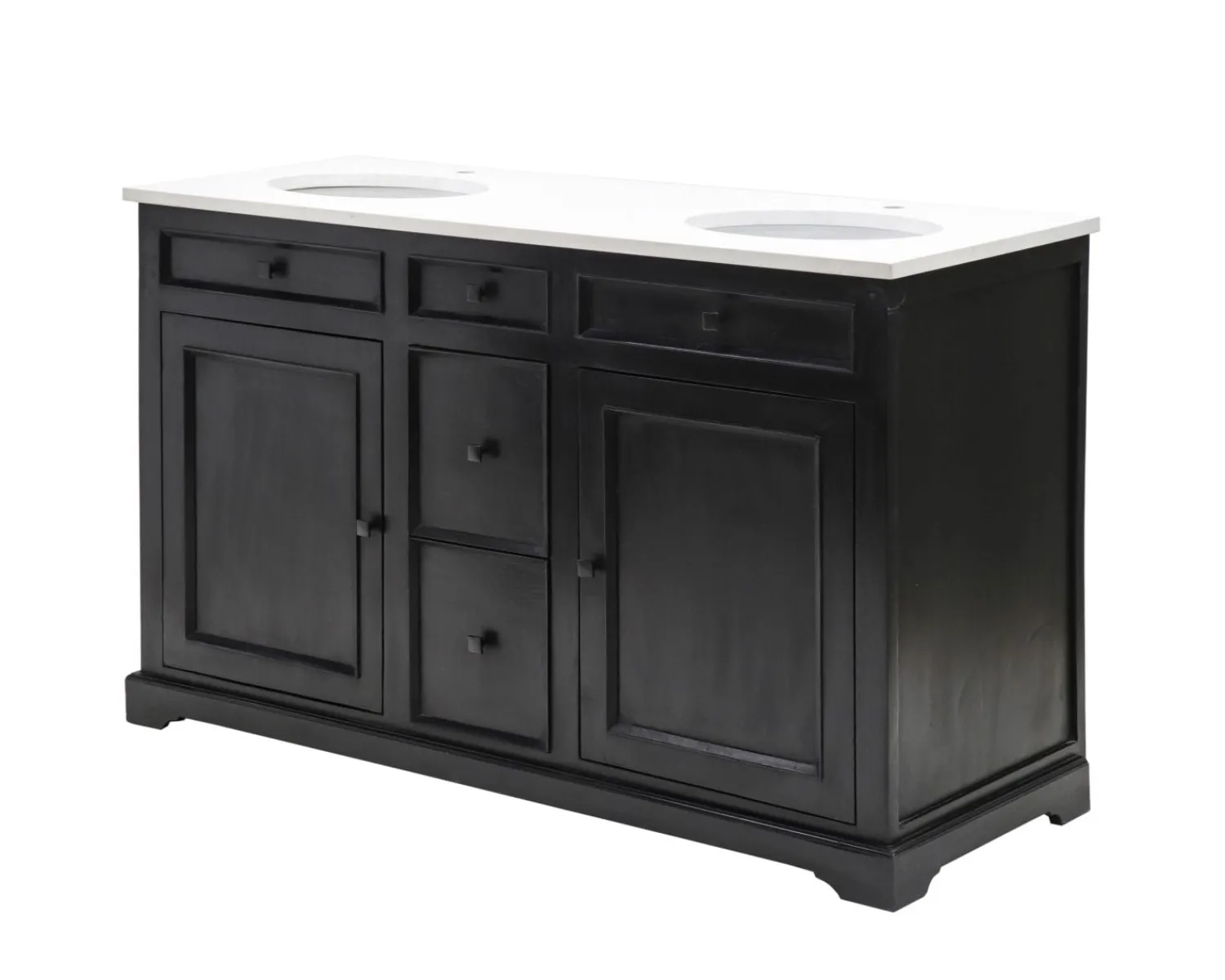 Meuble House Meuble de salle de bain noir dessus quartz blanc "Elégance" Discount