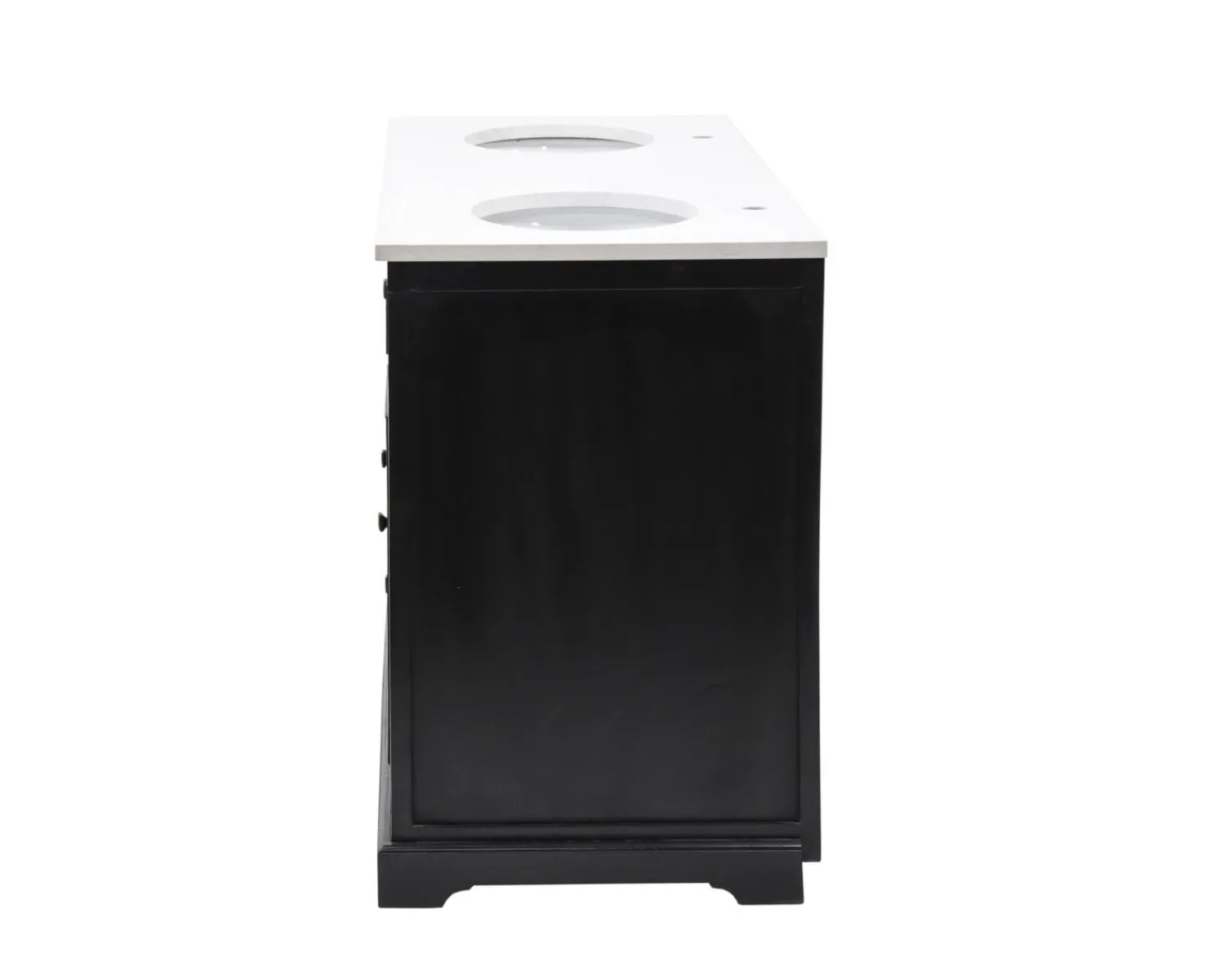 Meuble House Meuble de salle de bain noir dessus quartz blanc "Elégance" Discount
