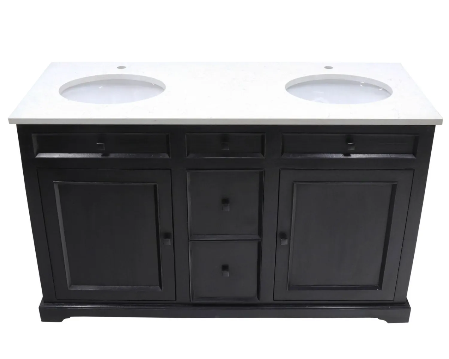 Meuble House Meuble de salle de bain noir dessus quartz blanc "Elégance" Discount