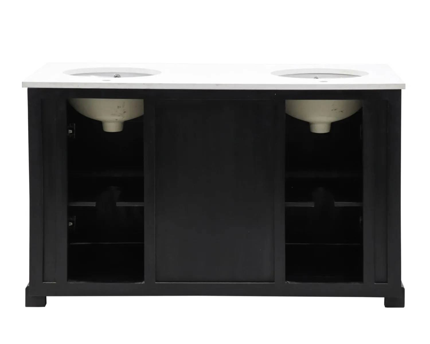 Meuble House Meuble de salle de bain noir dessus quartz blanc "Elégance" Discount