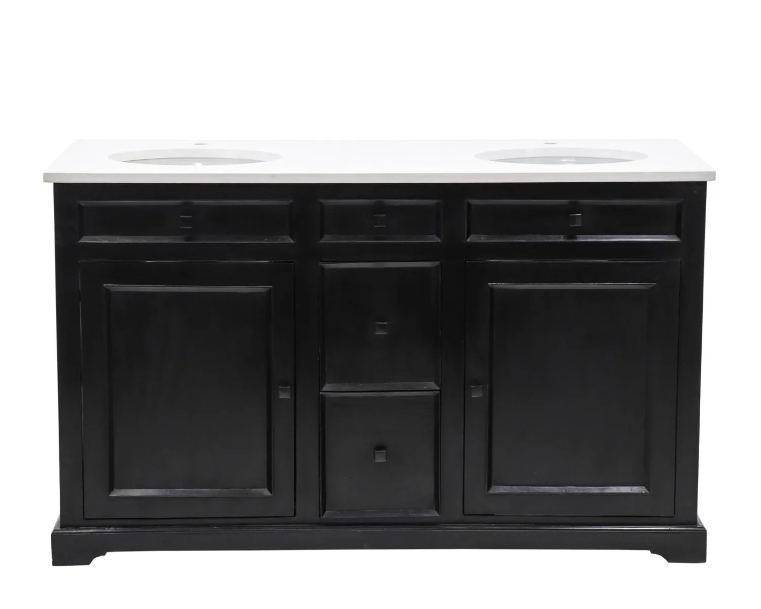 Meuble House Meuble de salle de bain noir dessus quartz blanc "Elégance" Discount