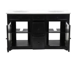 Meuble House Meuble de salle de bain noir dessus quartz blanc