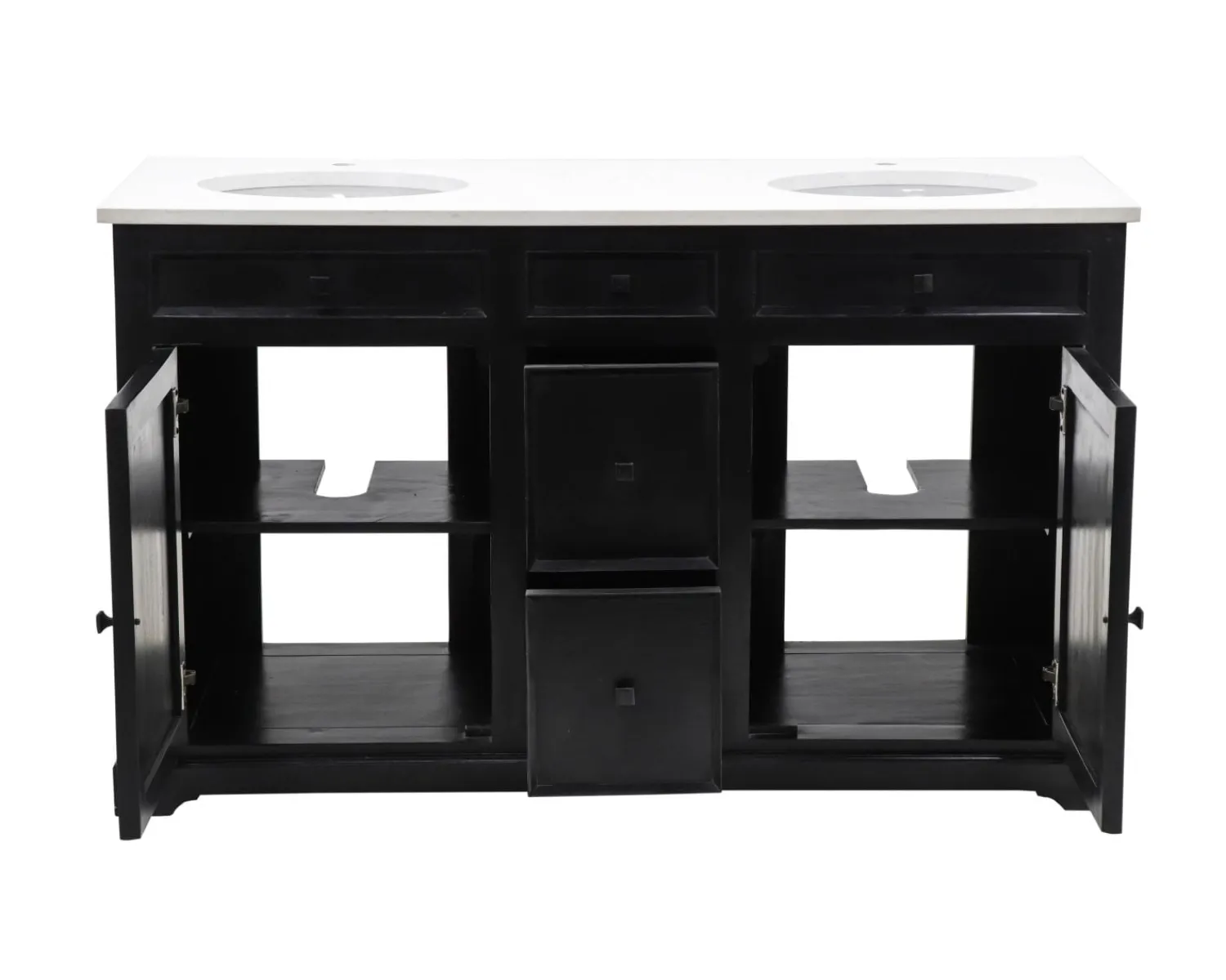 Meuble House Meuble de salle de bain noir dessus quartz blanc "Elégance" Discount