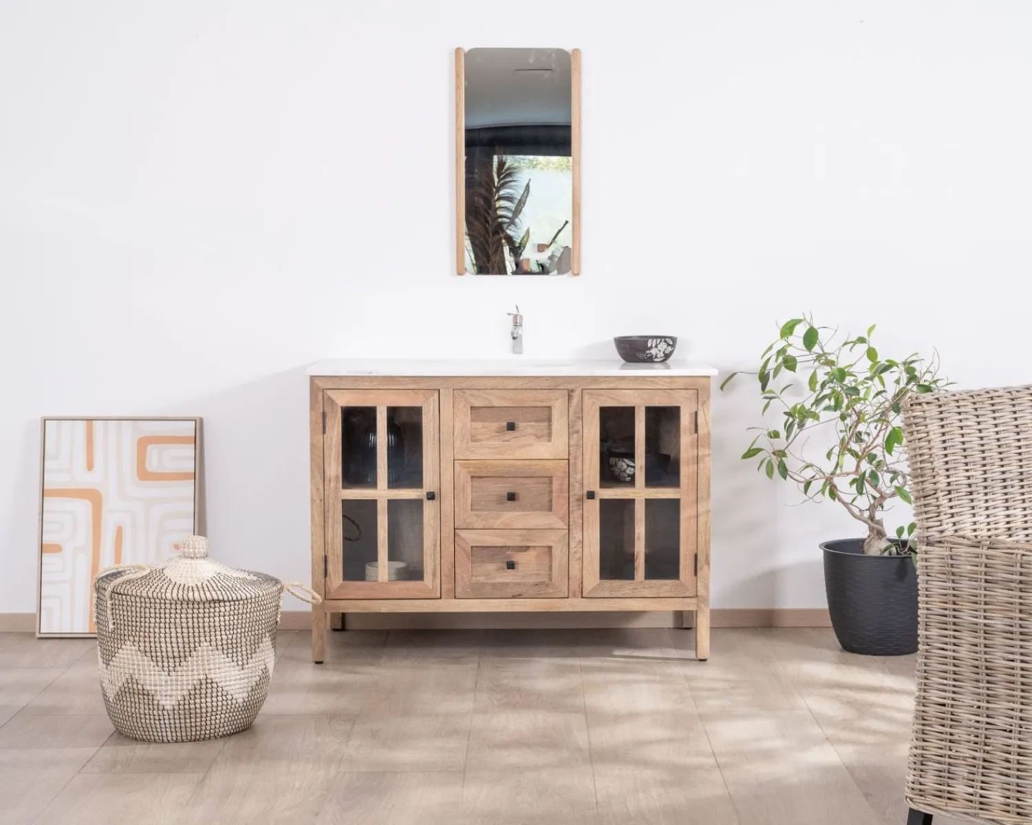 Meuble House Meuble de salle de bain simple vasque 120 cm "Maestro" en manguier