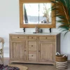 Meuble House Meuble de salle de bain 2 vasques manguier et quartz blanc "Elégance" Clearance