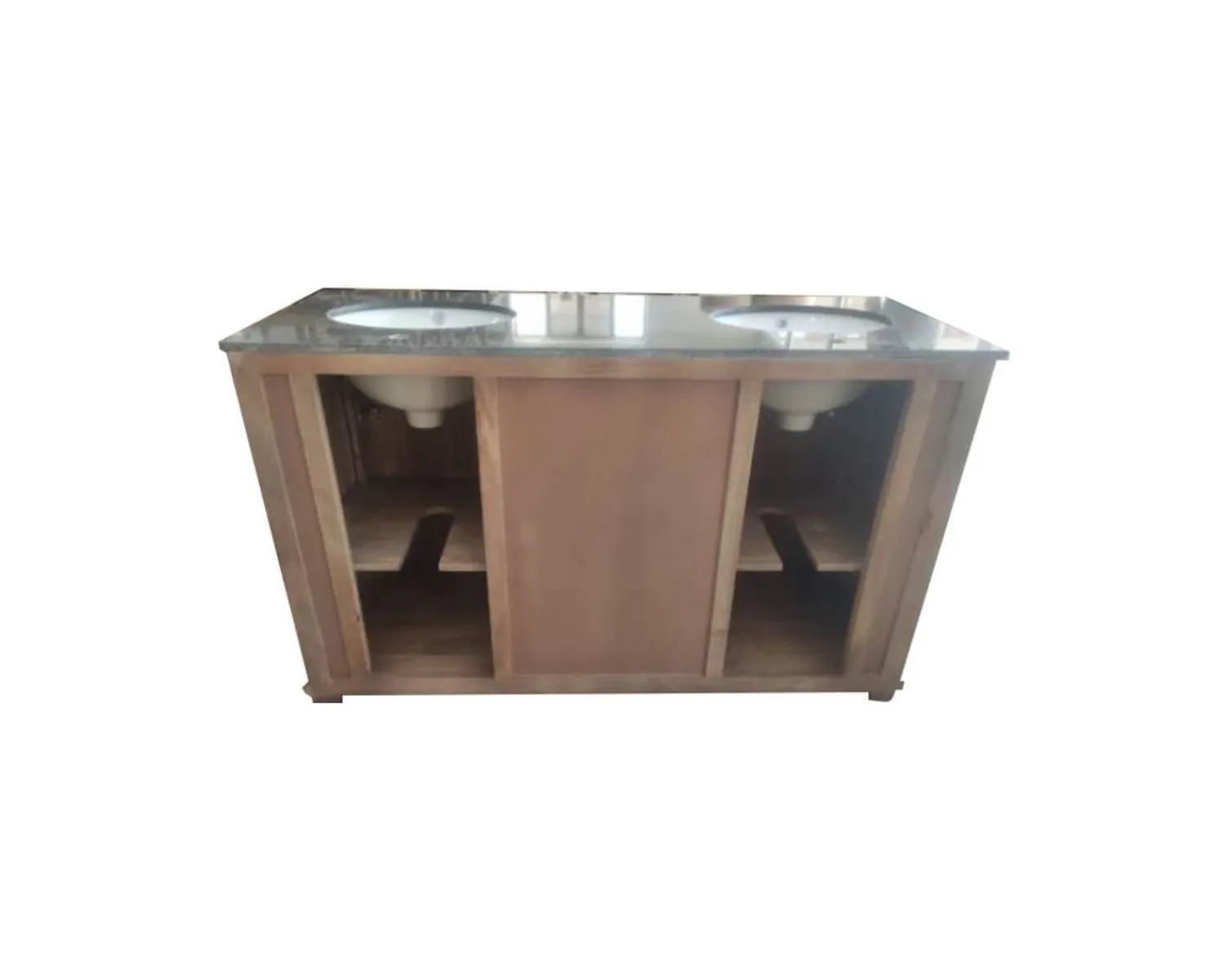 Meuble House Meuble de salle de bain 2 vasques manguier et quartz blanc "Elégance" Clearance