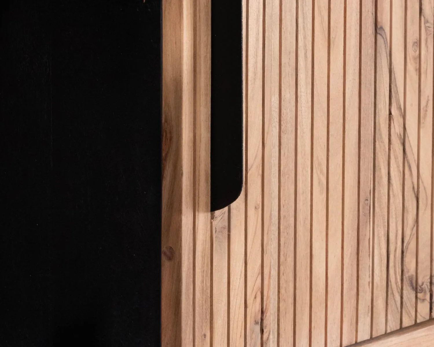 Meuble House Meuble haut multi-rangement design rétro "Bopee" acacia avec éclairage LED