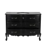 Meuble House Meuble salle de bain en manguier noir et pierre tiroirs rétro style commode Clearance