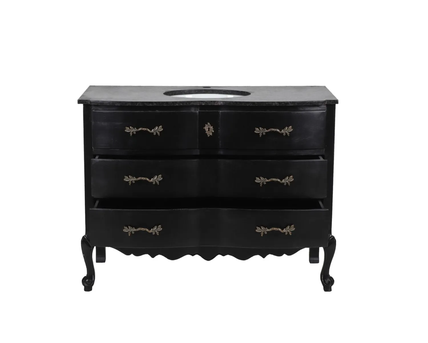 Meuble House Meuble salle de bain en manguier noir et pierre tiroirs rétro style commode Clearance