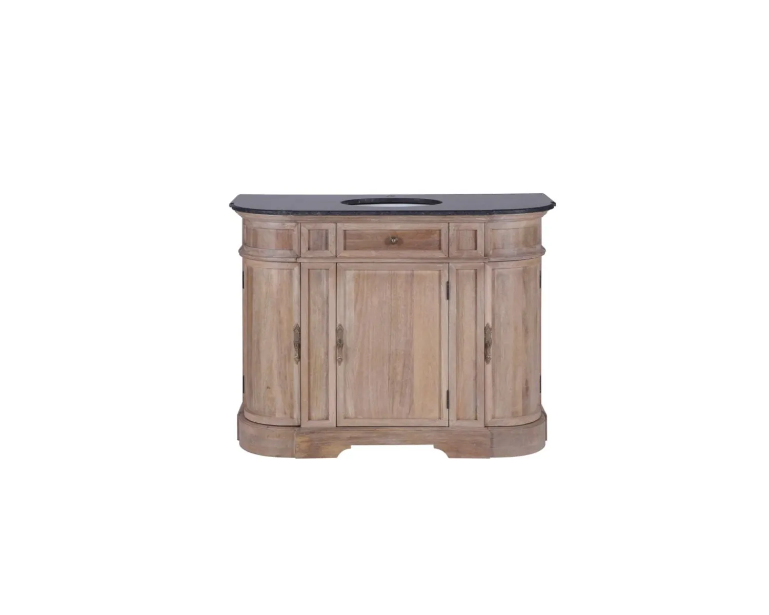Meuble House Meuble salle de bain pierre 1 vasque bois massif arrondi "Églantine" Outlet