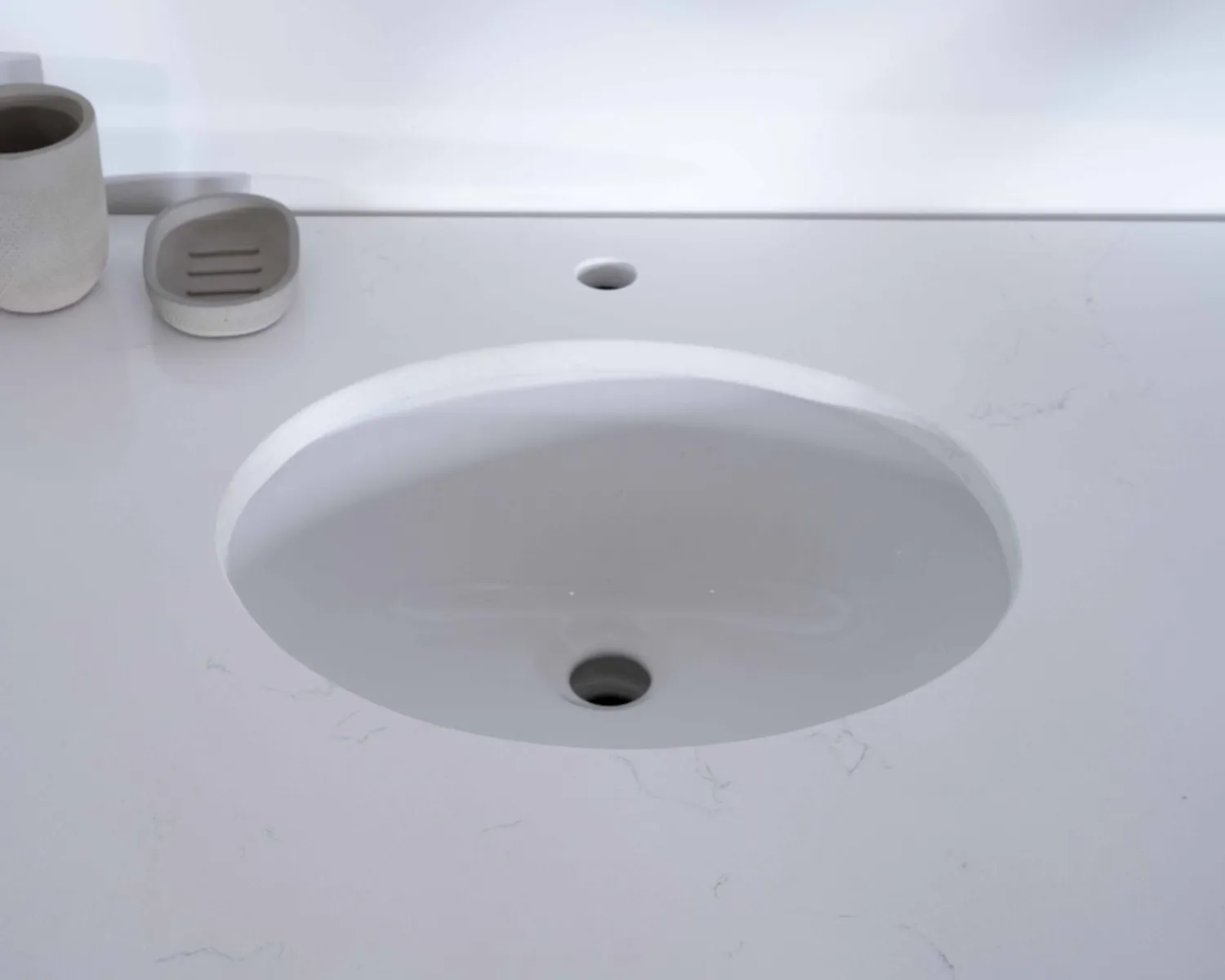 Meuble House Meuble salle de bain 1 vasque manguier massif quartz blanc "Églantine" Discount