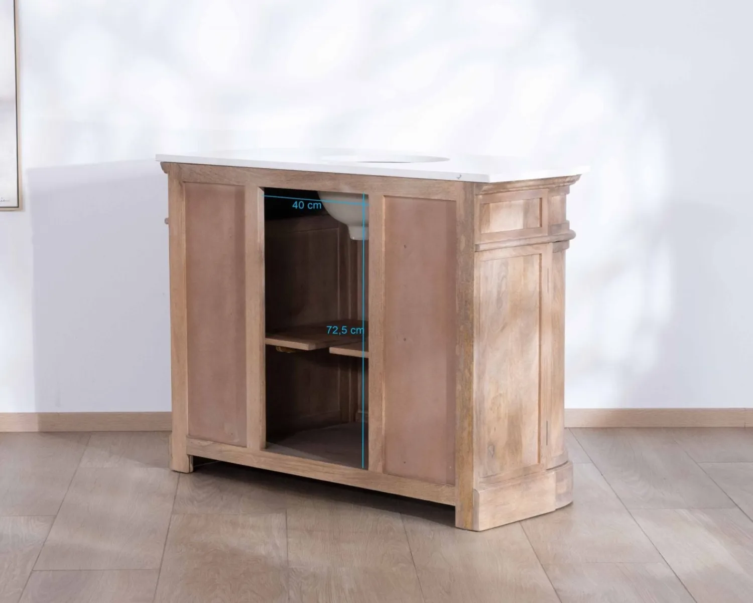 Meuble House Meuble salle de bain 1 vasque manguier massif quartz blanc "Églantine" Discount