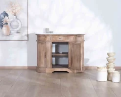Meuble House Meuble salle de bain 1 vasque manguier massif quartz blanc