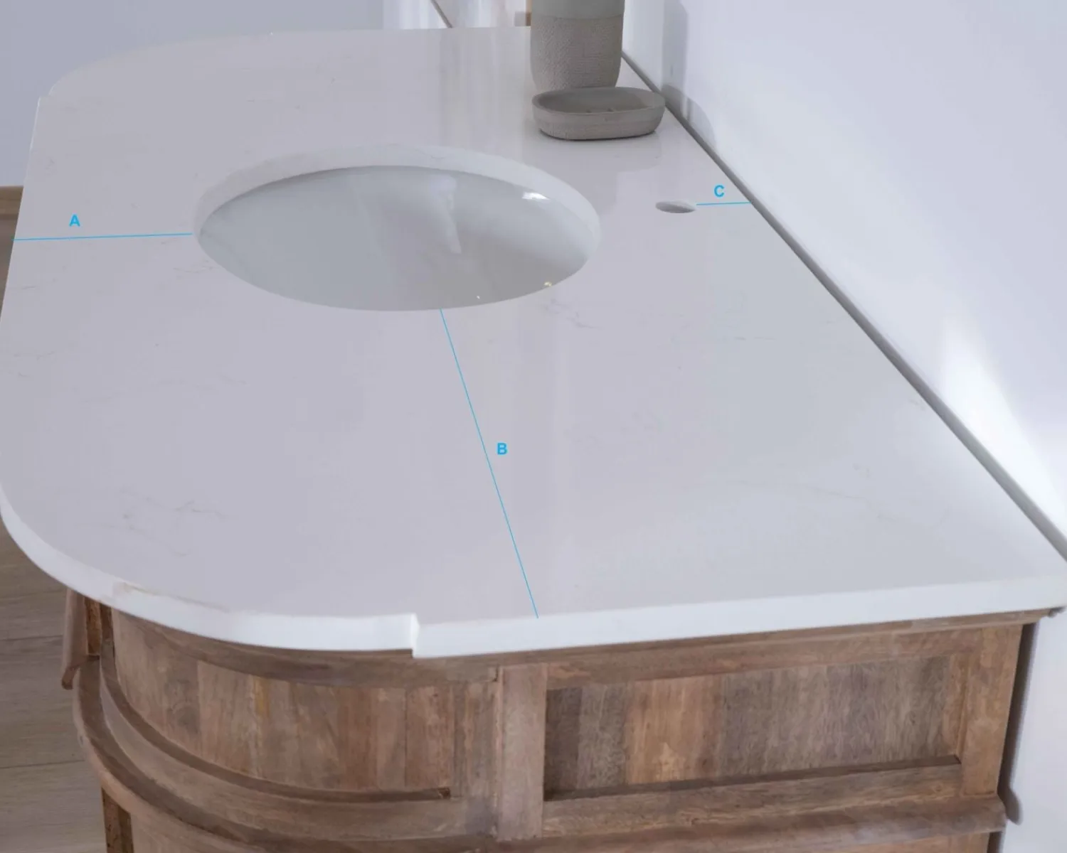 Meuble House Meuble salle de bain 1 vasque manguier massif quartz blanc "Églantine" Discount