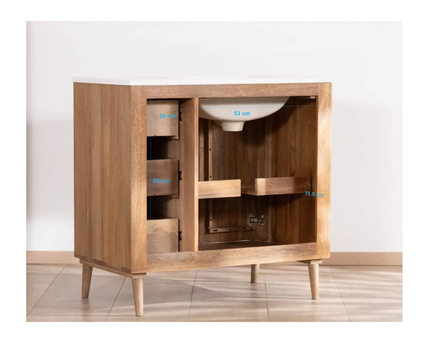 Meuble House Meuble simple vasque 90 cm "Malova" en manguier massif style vintage chic Discount