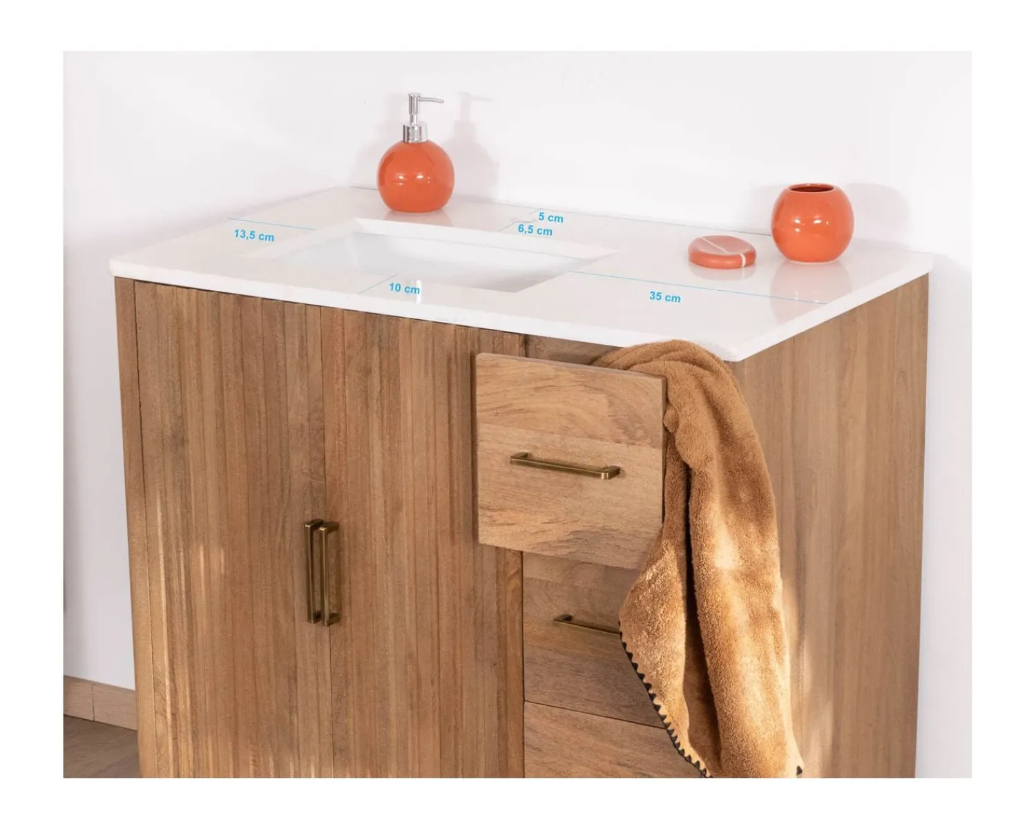 Meuble House Meuble simple vasque 90 cm "Malova" en manguier massif style vintage chic Discount