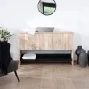 Meuble House Meuble sous vasque 120 cm en bois naturel et noir "Nani" avec grande niche Outlet