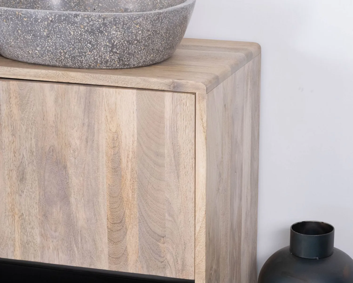 Meuble House Meuble sous vasque 120 cm en bois naturel et noir "Nani" avec grande niche Outlet