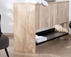 Meuble House Meuble sous vasque 120 cm en bois naturel et noir
