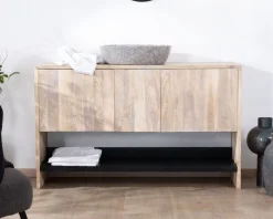 Meuble House Meuble sous vasque 120 cm en bois naturel et noir