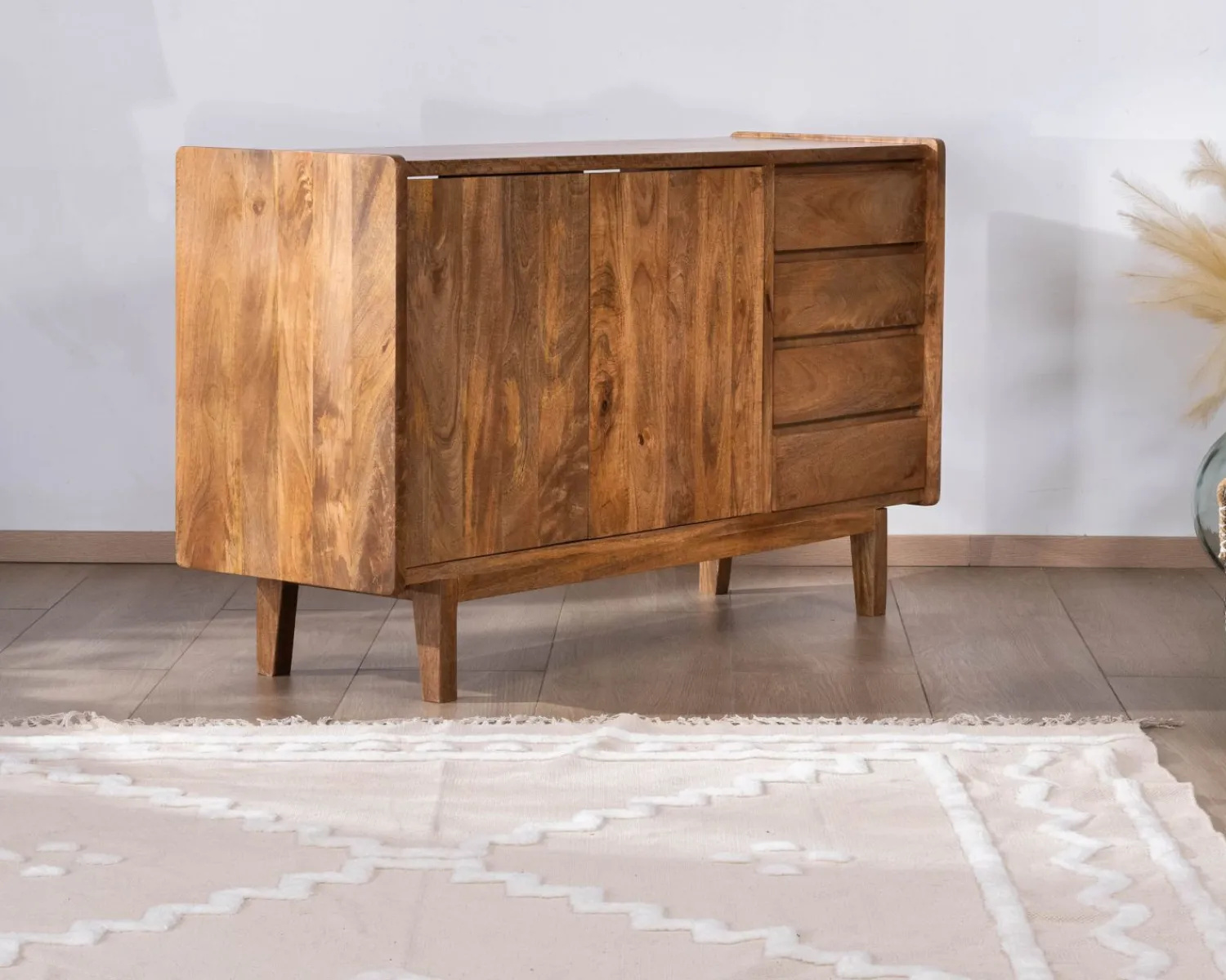 Meuble House Meuble sous vasque 140 cm en manguier foncé avec portes et tiroirs "Kahiko" New