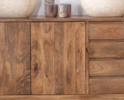 Meuble House Meuble sous vasque 140 cm en manguier foncé avec portes et tiroirs