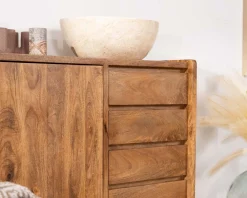 Meuble House Meuble sous vasque 140 cm en manguier foncé avec portes et tiroirs