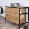 Meuble House Meuble sous vasque contemporain en teck 120 cm "Wavy" piètement design en métal New