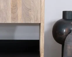 Meuble House Meuble sous vasque double en bois graphique naturel et noir "Nani" 140 cm