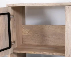 Meuble House Meuble sous vasque double en bois graphique naturel et noir 