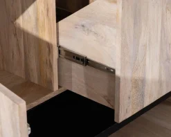 Meuble House Meuble sous vasque double en bois graphique naturel et noir 