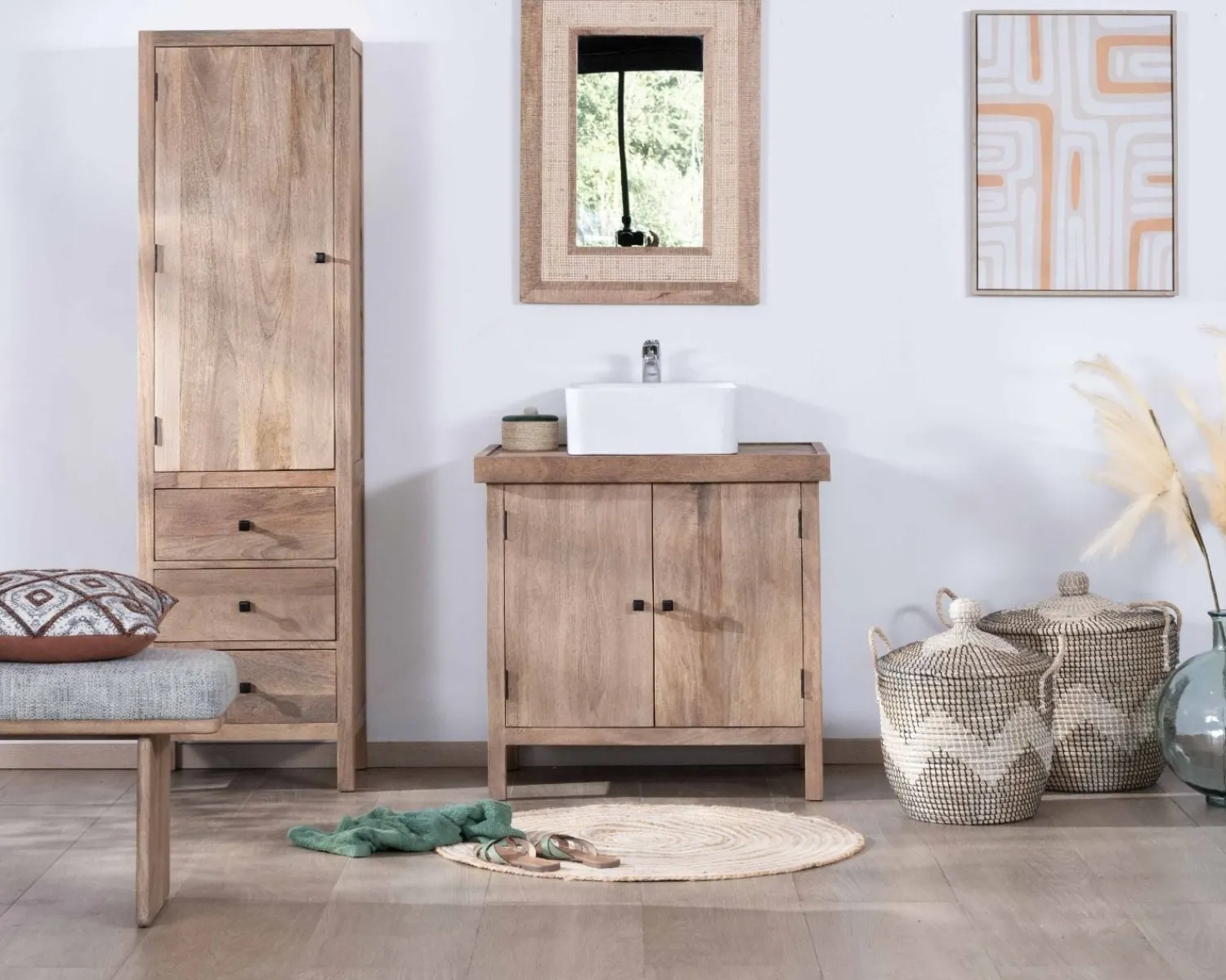 Meuble House Meuble sous vasque simple en manguier massif 80cm 2 portes "Maestro" Clearance