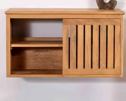 Meuble House Meuble sous vasque à suspendre 90 cm "Bulle" en manguier teinte chêne clair Clearance