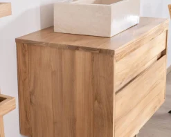 Meuble House Meuble sous vasque suspendu 80 cm avec 1 tiroir "Bowdy" teck massif New