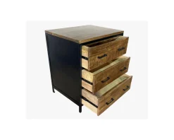 Meuble House Meuble 3 tiroirs pour cuisine style industriel bois et métal 