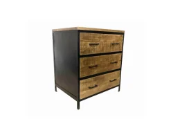 Meuble House Meuble 3 tiroirs pour cuisine style industriel bois et métal 