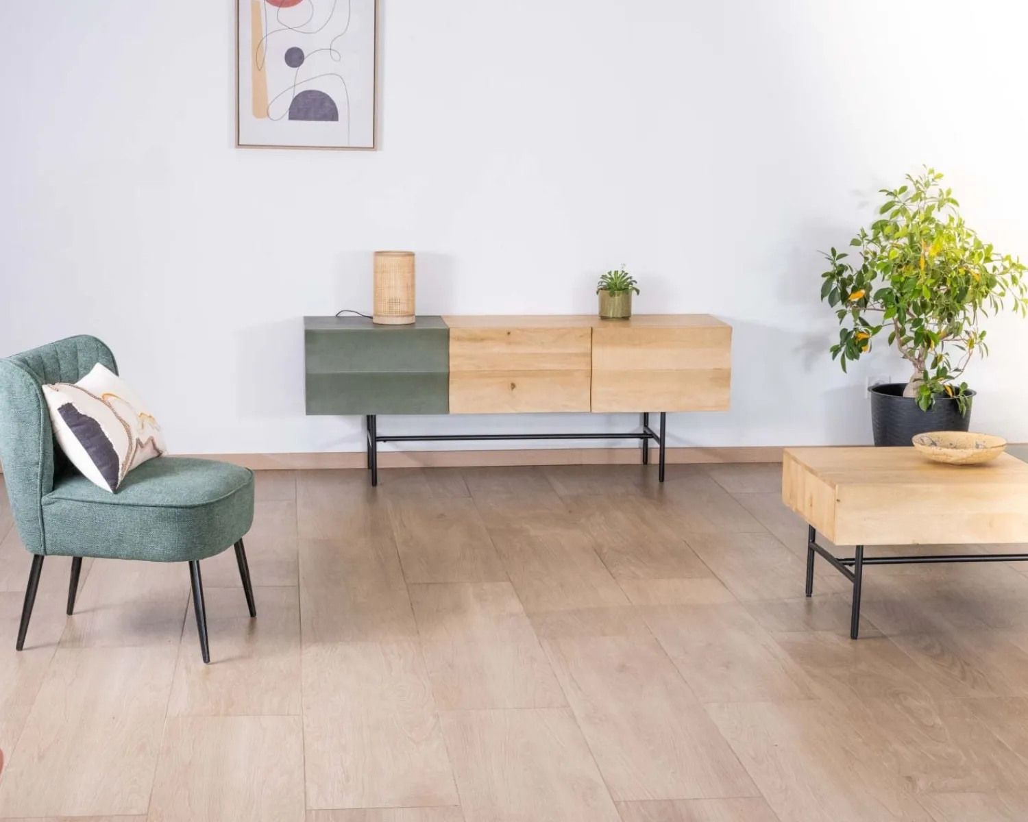Meuble House Meuble télé design métal noir bois bicolore "Elegancy" 150 cm Discount