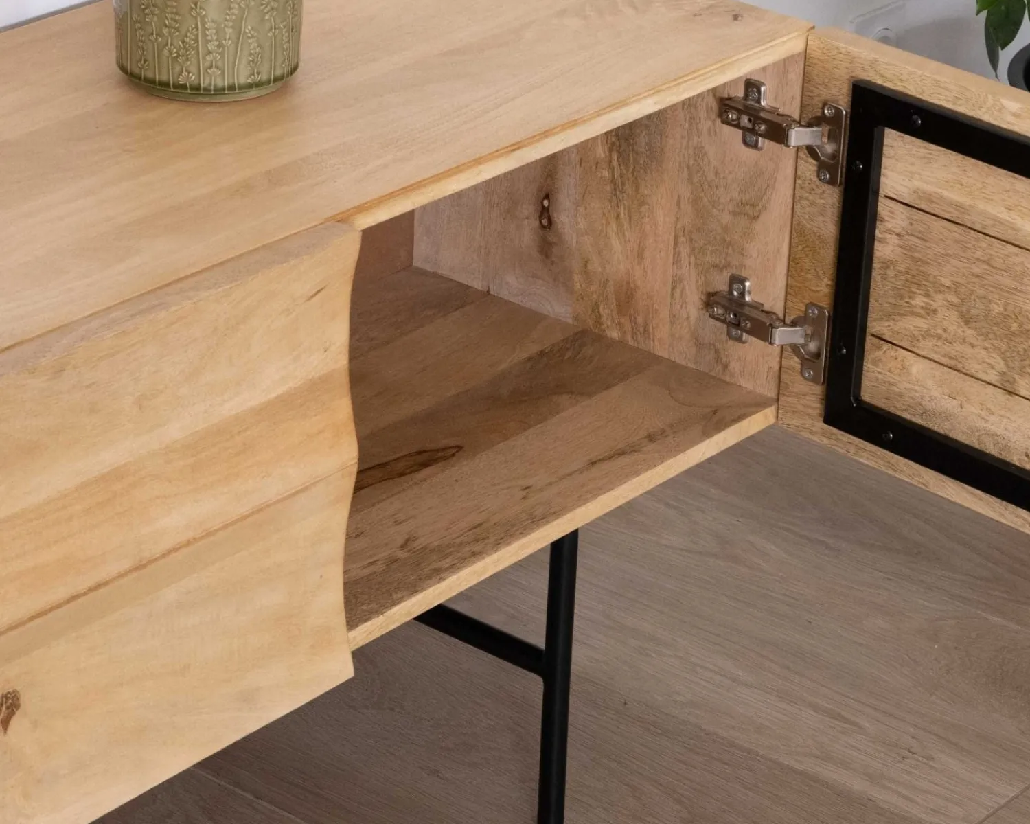 Meuble House Meuble télé design métal noir bois bicolore "Elegancy" 150 cm Discount