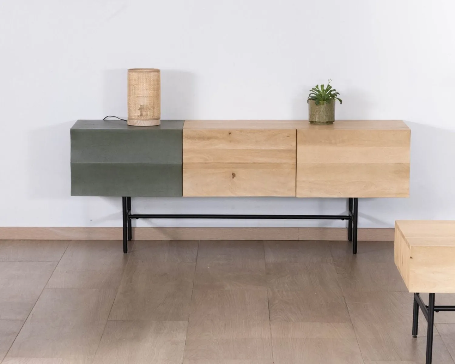 Meuble House Meuble télé design métal noir bois bicolore "Elegancy" 150 cm Discount