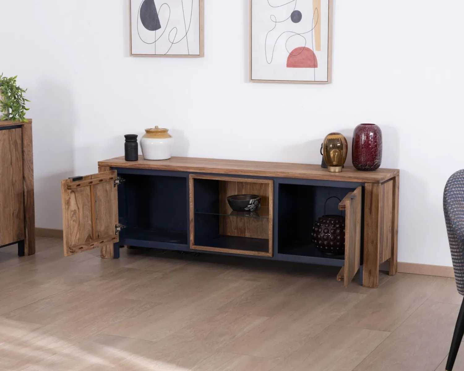 Meuble House Meuble télé 175 en palissandre et acacia avec éclairage LED "Enoa" Online