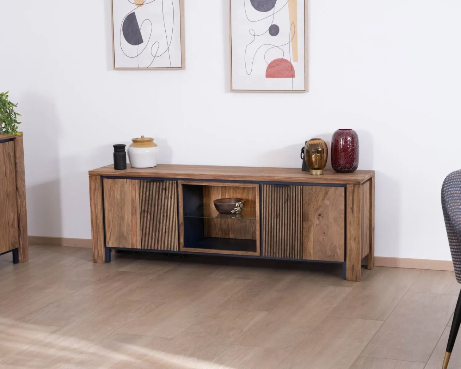 Meuble House Meuble télé 175 en palissandre et acacia avec éclairage LED "Enoa" Online